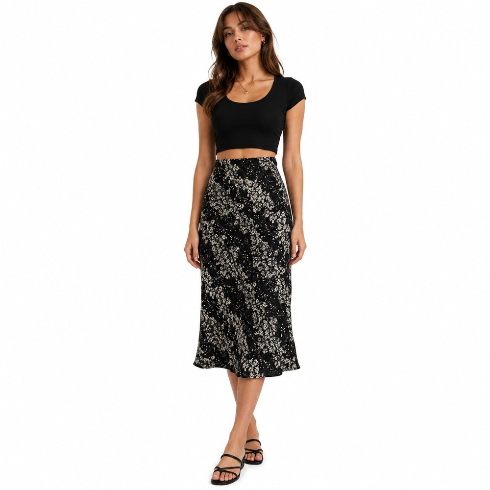 Y2K Victoria's Secret Women's Skirt Bias Cut Midi Daisy Print Chain Link Print S